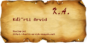 Kürti Arvid névjegykártya